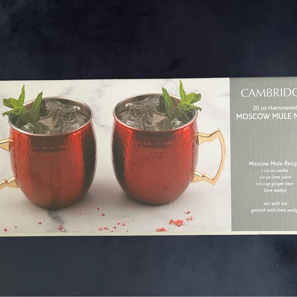 Cambridge 20 Oz Hammered Red Moscow Mule Mugs, Set Of 2 - Picture 6 of 8